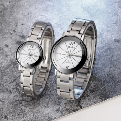 Couples Stylish Diamond Line White Dial Watch