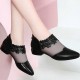 Buy Elegant Black Lace Ankle Flats with Chic Pointed Toe Design image