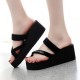 Stylish Elevated Beach Sandals with Contrast Logo Black image