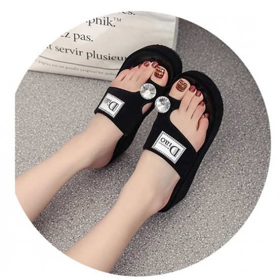 New Fashion Thick bottom Flip flop Slippers-Black
