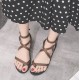 Womam Cross Tied Casual Wear Flat Sandals-Brown