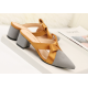 New Fashion Pointed Mid-Heel Thick-Heeled Sandals - Gold
