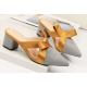 New Fashion Pointed Mid-Heel Thick-Heeled Sandals - Gold