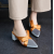 Elegance Reimagined: Grey Slingback Heels with Bold Mustard Bow