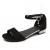 Black Elegant Flat Sandals with Decorative Heel and Dainty Ankle Charm