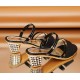 Black Elegant Slingback Sandals with Glitter Finish and Embellished Heel image