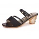 Black Elegant Slingback Sandals with Glitter Finish and Embellished Heel image