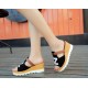 Korean Version Fish Mouth Thick Bottom Casuals Sandals-Black