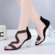 New High Heel Open Toe Zipper Women Sandal-Black
