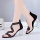 Chic Black Strappy Sandals with Glitter Sparkle Detail image