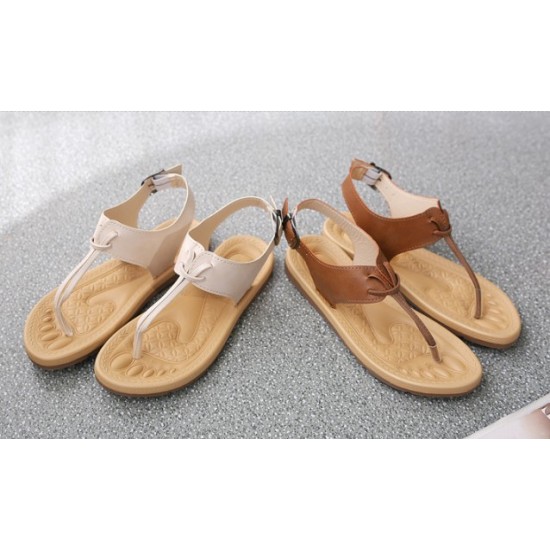 New Roman Style Flip Flops Wild Smaet Girl Sandals-Brown