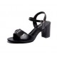 Sophisticated Black Block Heel Sandals with Silver Buckle Detail image