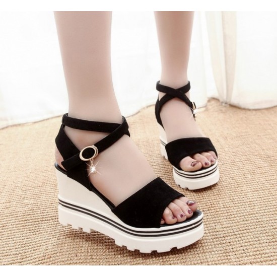 TOMS Wedge Sandals NWOB Black size 9.5 | eBay