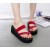 Stylish Elevated Beach Sandals with Contrast Logo Red