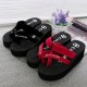 Stylish Elevated Beach Sandals with Contrast Logo Red image