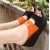 Bold Orange Patent Leather Wedge Sandals with Rhinestone Detail