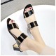Sophisticated Gold Buckle Flat Sandals in Monochrome Palette Black image