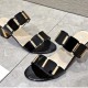 Sophisticated Gold Buckle Flat Sandals in Monochrome Palette Black image