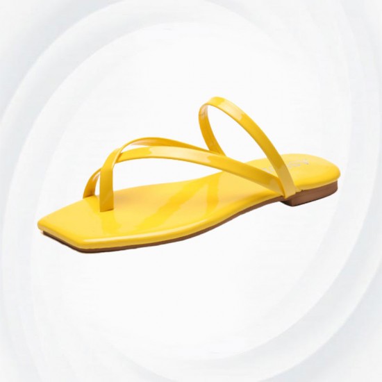 Woman Square Head Flat Bottom Formal Beach Sandals-Yellow