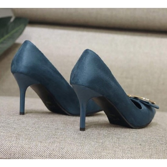 Women Pointed Toe High Heeled Shoes-Blue