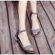 Grey Elegant Flat Sandals with Decorative Heel and Dainty Ankle Charm image