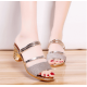 Women New Thick Heel Leather Sandals-White