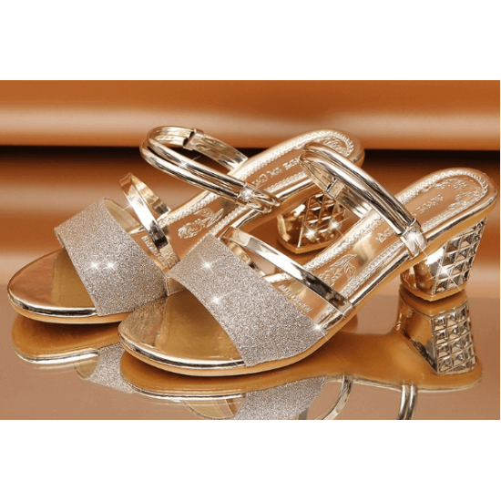 Women New Thick Heel Leather Sandals-White