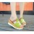 Sporty Chic Green Platform Sandals with Bold White Lettering