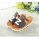 Sporty Chic Grey Platform Sandals with Bold White Lettering image