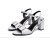 Sophisticated White Block Heel Sandals with Silver Buckle Detail