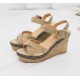 New Cross Straps Sexy High Heeled Wedges Sandals-Brown