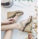 New Cross Straps Sexy High Heeled Wedges Sandals-Brown
