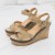 Brown Elegant Cork Wedge Sandals with Suede Straps