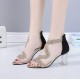 New High Heel Open Toe Zipper Women Sandal-Cream