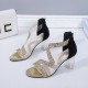 Chic Cream Strappy Sandals with Glitter Sparkle Detail image