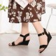 Bold Crimson Open Toe Black Sandals with Buckle Closure image