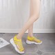 Trendy Athletic Inspired Strappy Yellow Sandals with Chunky Rubber Soles image