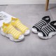 Trendy Athletic Inspired Strappy Yellow Sandals with Chunky Rubber Soles image