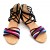 Vibrant Strappy Sandals: Multi-Colored Bands Meet Stylish Black Interwoven Design