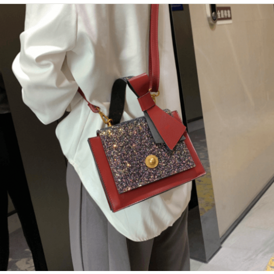 New Product PU Sequined Female Bag Fashion-Red