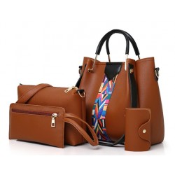 New Woman Brown Color 4 Piece Shoulder Bag