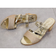 Gold Elegant Slingback Sandals with Glitter Finish and Embellished Heel image