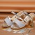 Gold Elegant Slingback Sandals with Glitter Finish and Embellished Heel