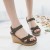 Green Elegant Cork Wedge Sandals with Suede Straps