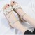 new women Flower style flat Sandal-White