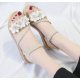 new women Flower style flat Sandal-White