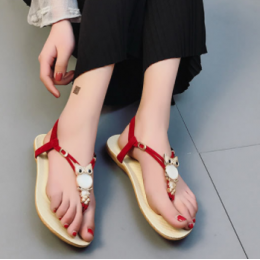 New style Flip Flops Flat Bottom Sandal-Red