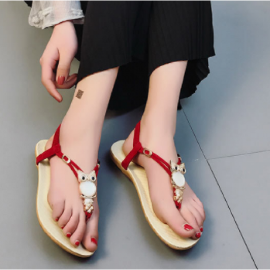 New style Flip Flops Flat Bottom Sandal-Red