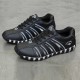 Sleek Black Athletic Sneakers with Classic White Stripes image