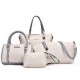 Cream Color 5 Piece Snake Pattern Ladies Hand bags Set